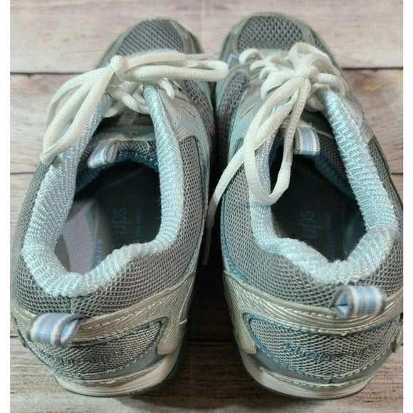 Skechers Shape Ups Women's Walking Toning Shoes Size 8 Gray Silver Blue Fitness - Picture 6 of 9